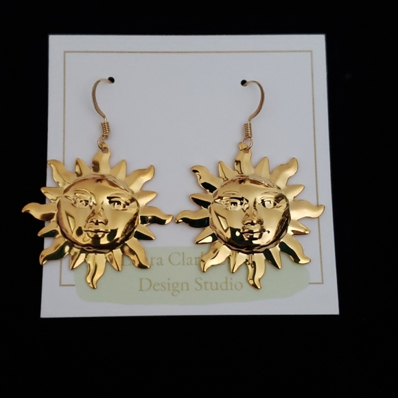 Vintage Anne Klein Sun Earrings - Picture 2 of 2